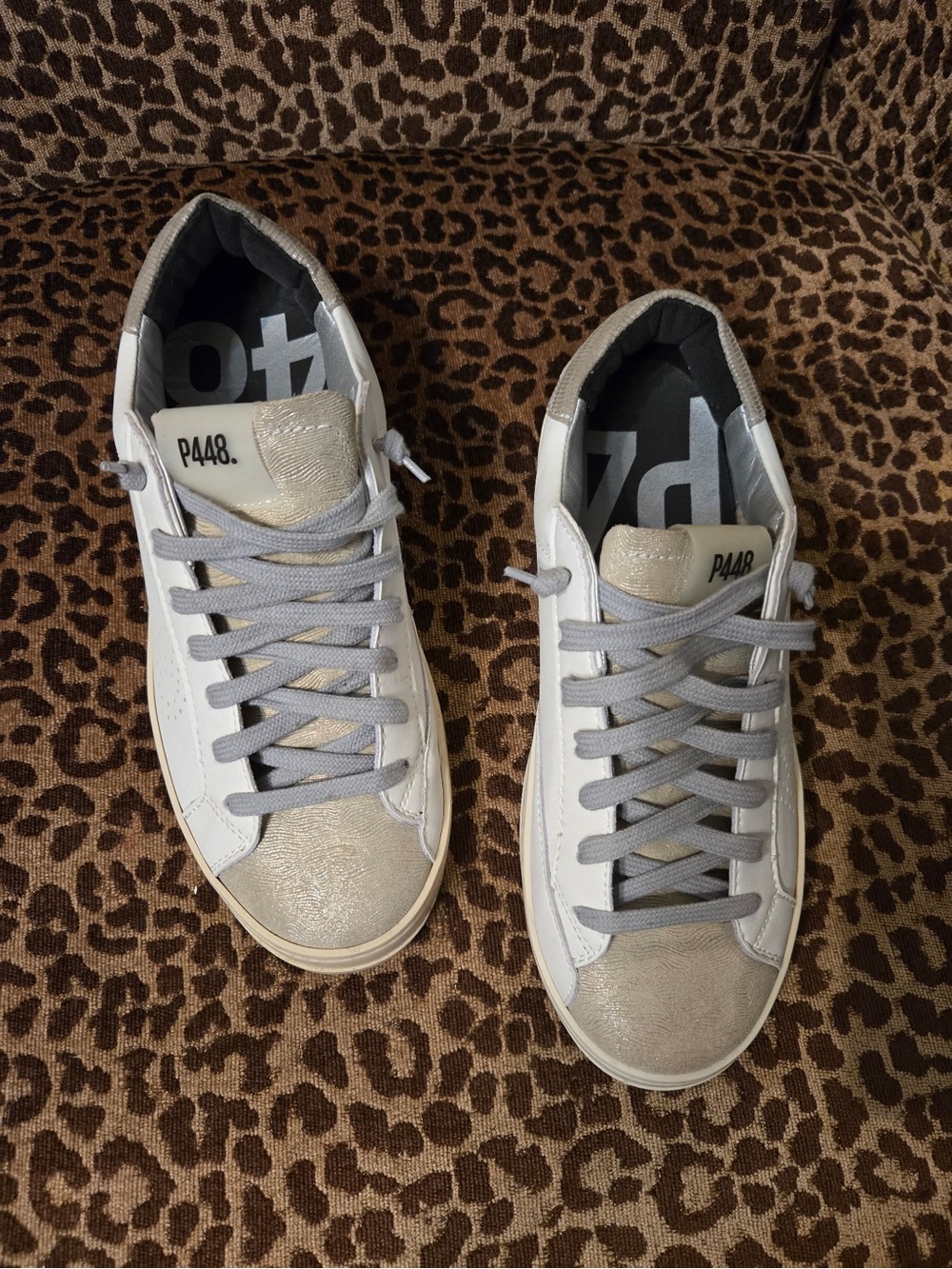 P448 Men’s White Sneakers with Light Gray Accents